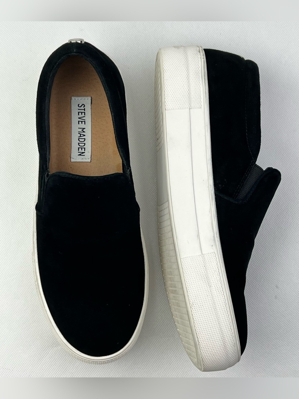Steve Madden Gills Women Black White Platform Slip On Sneaker Size 7.5